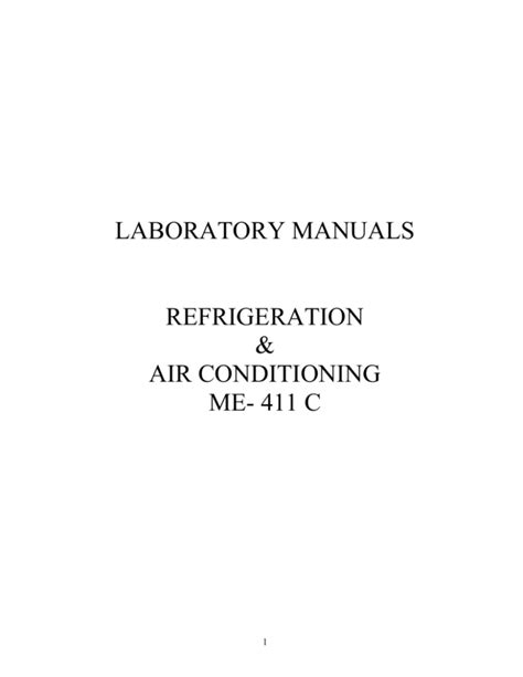 laboratory manual refrigeration air conditioning